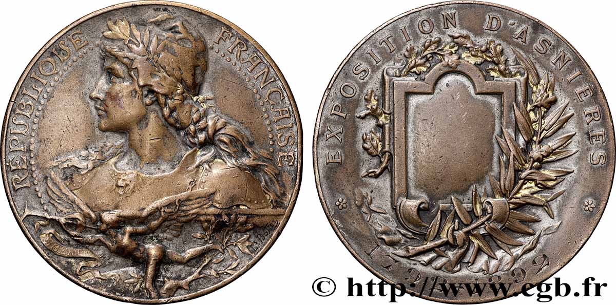 TROISIÈME RÉPUBLIQUE Médaille, Exposition d’Asnières, Centenaire TB+