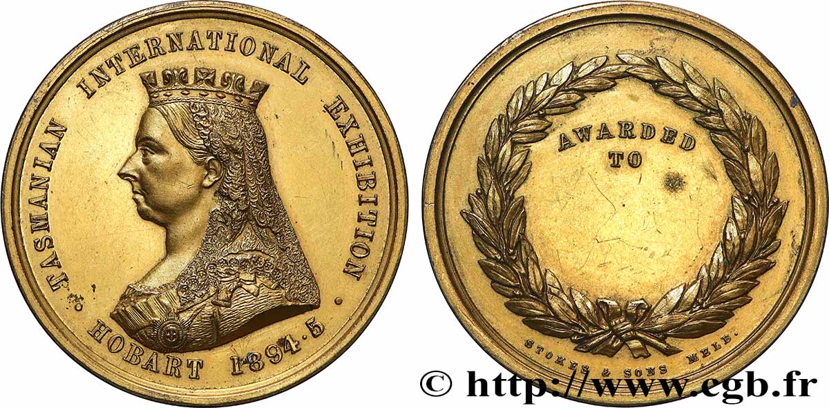 AUSTRALIE - VICTORIA Médaille, Tasmanian International Exhibition TTB+