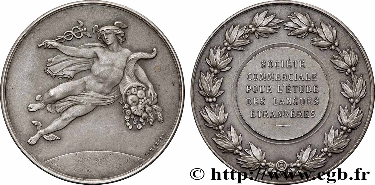 ACADÉMIES ET SOCIÉTÉS SAVANTES Médaille, Mercure, Société Commerciale pour l’étude des langues étrangères SUP