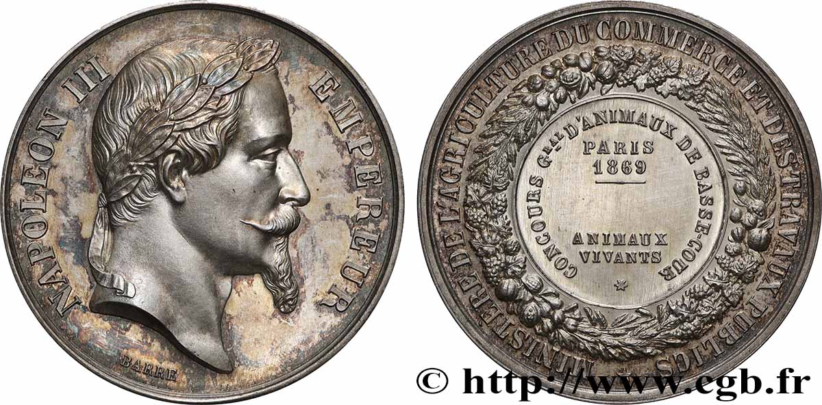 SECOND EMPIRE Médaille, Concours général d’animaux de basse-cour MS