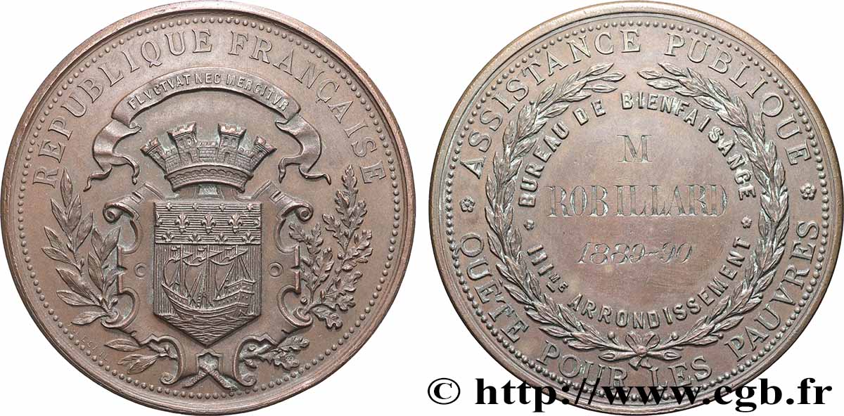 TROISIÈME RÉPUBLIQUE Médaille, Assistance publique TTB+