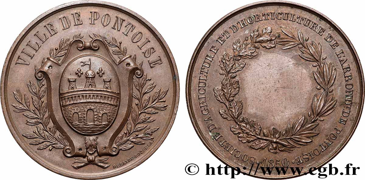 TROISIÈME RÉPUBLIQUE Médaille, Société d’agriculture et d’horticulture de Pontoise SUP/TTB+