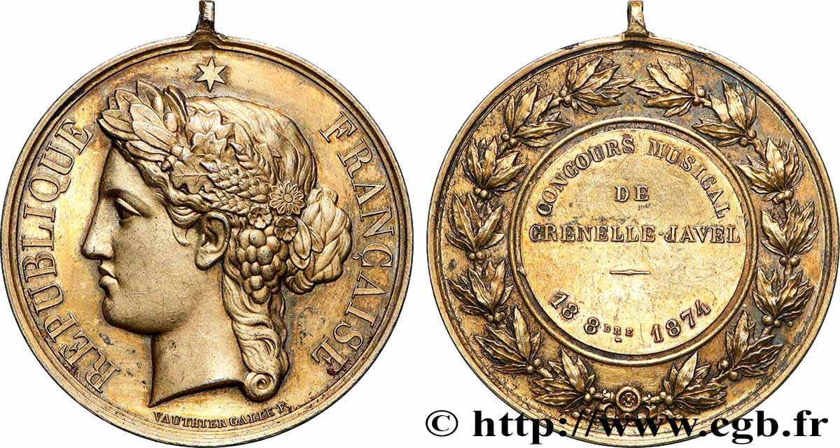 III REPUBLIC Médaille, Concours musical de Grenelle-Javel AU
