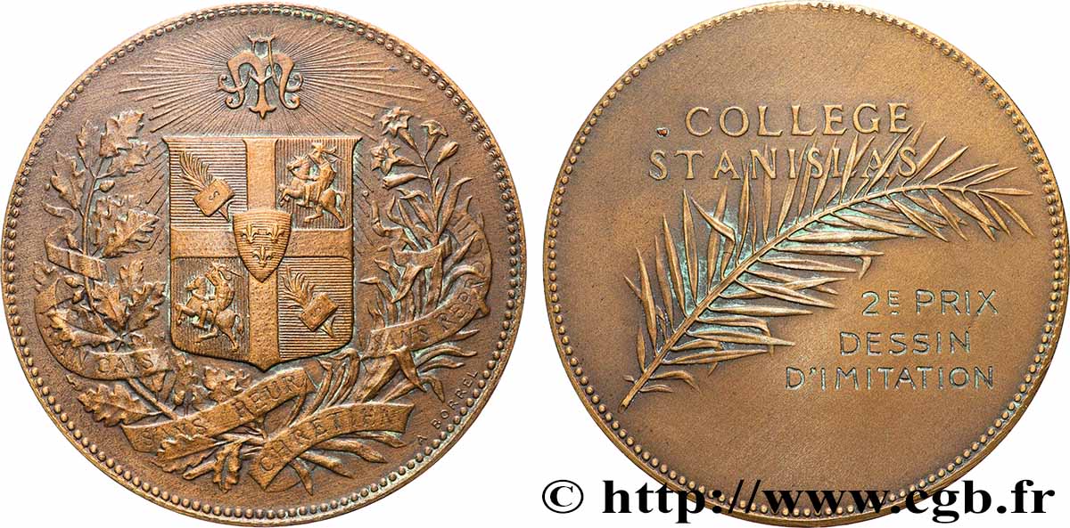 ÉDUCATION : LYCÉES, ÉCOLES Médaille, Collège Stanislas, Dessin d’imitation TTB+