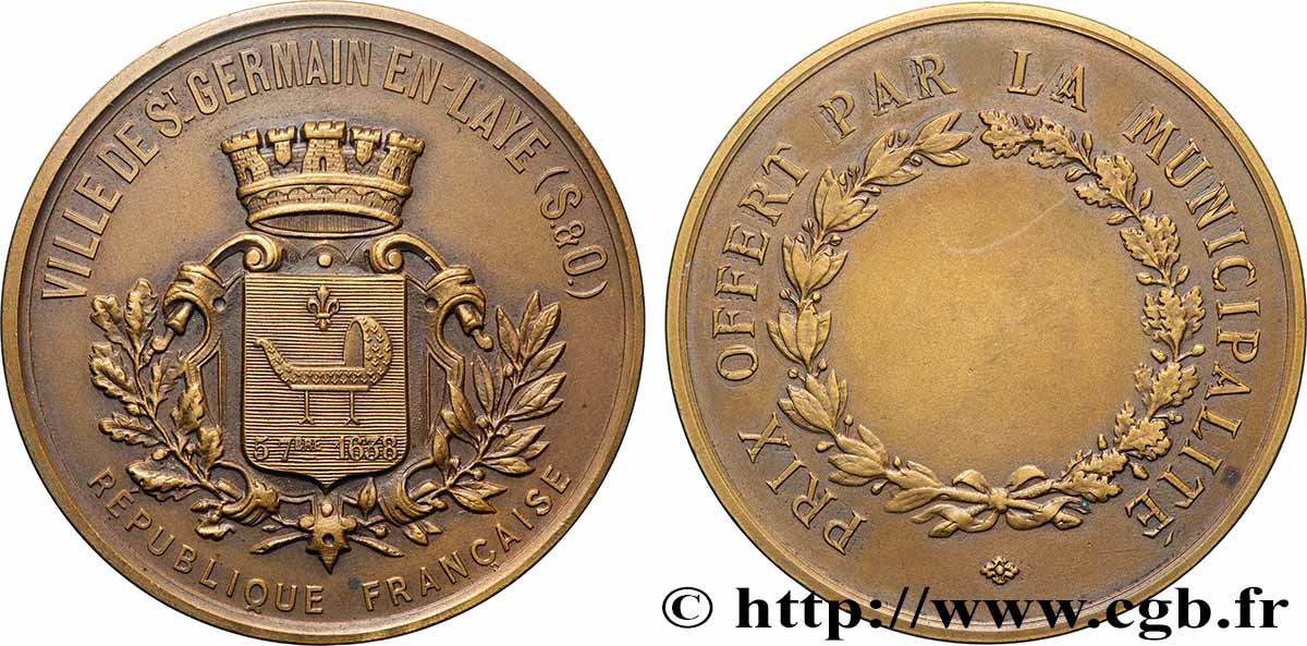 TROISIÈME RÉPUBLIQUE Médaille, Prix offert par la municipalité SUP/TTB+