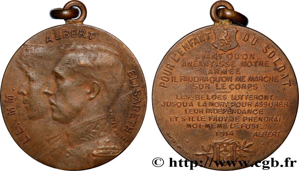 BELGIQUE - ROYAUME DE BELGIQUE - ALBERT Ier Médaille, Pour l’enfant du soldat TTB+