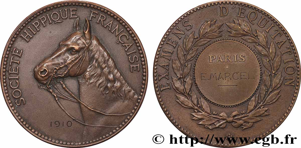 TROISIÈME RÉPUBLIQUE Médaille, Société hippique française, Examens d’équitation SUP