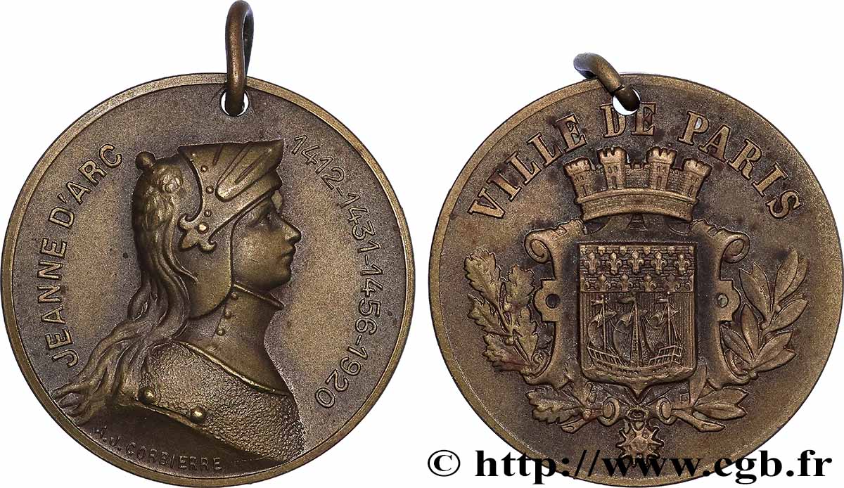 TROISIÈME RÉPUBLIQUE Médaille de la ville de Domremy - Jeanne d’Arc TTB+