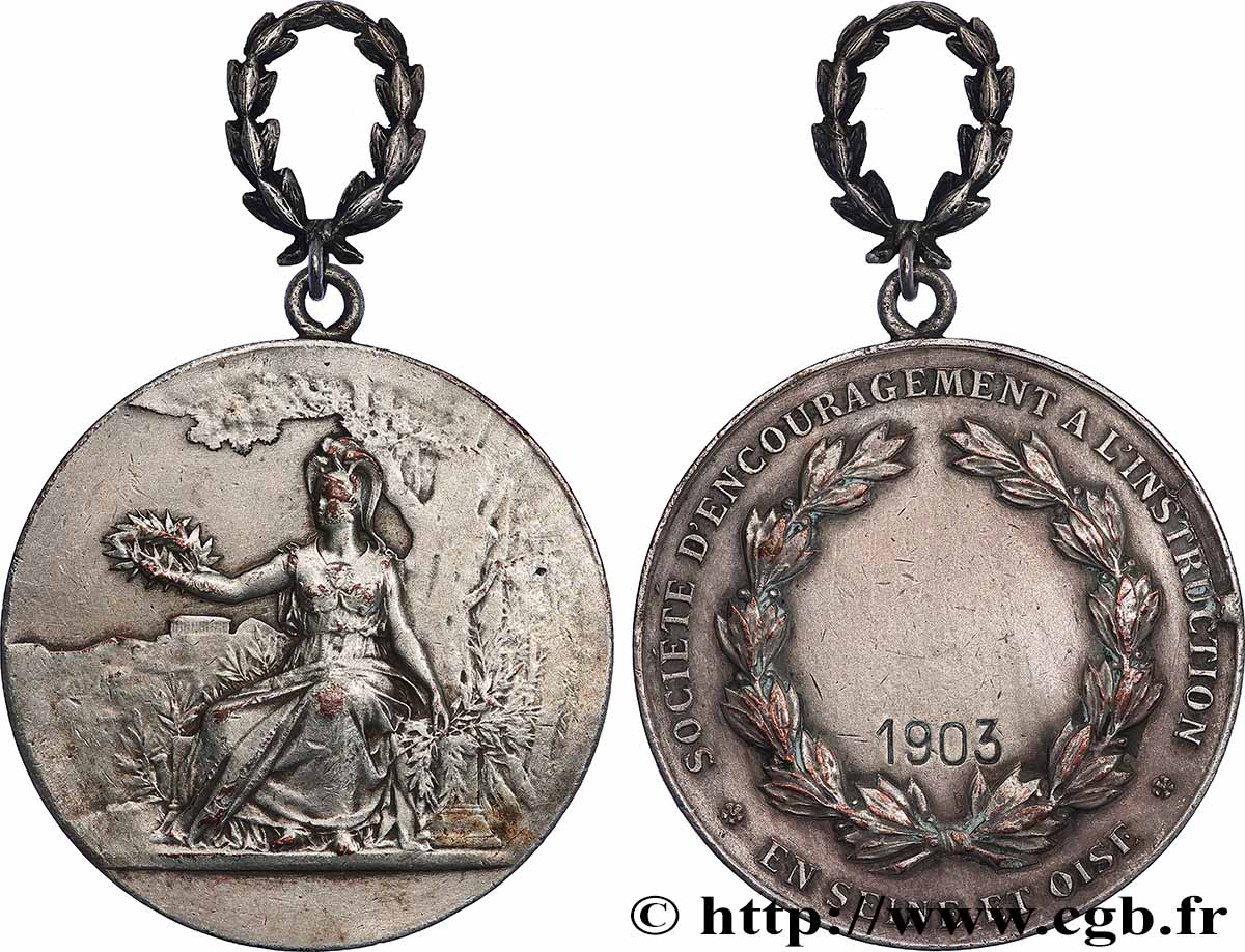 III REPUBLIC Médaille, Société d’encouragement à l’instruction XF