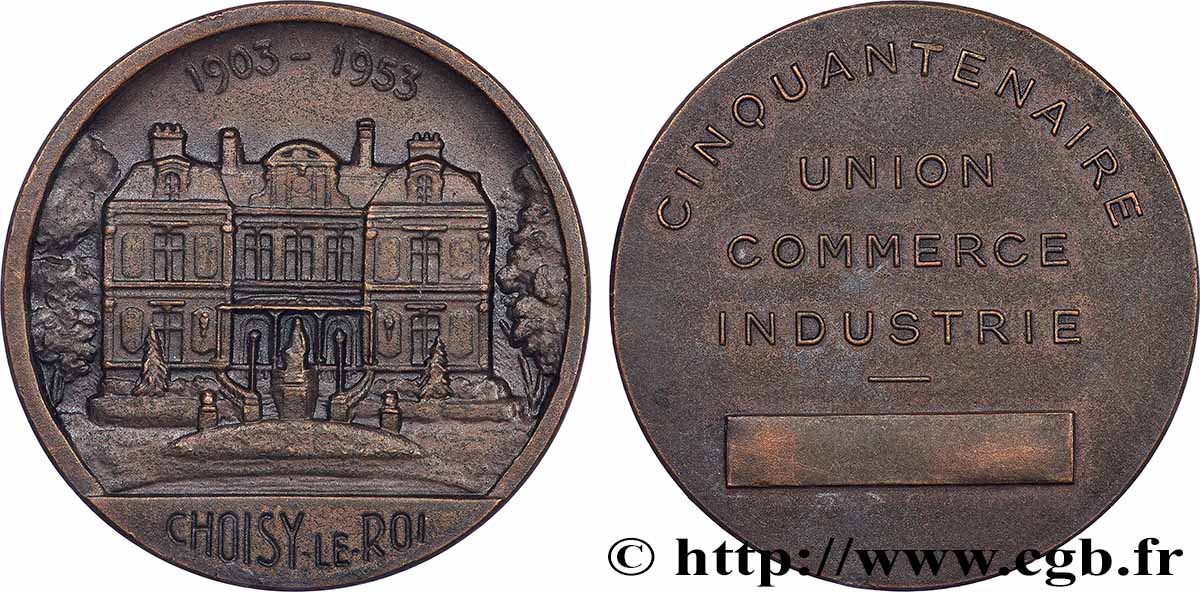 QUATRIÈME RÉPUBLIQUE Médaille, Cinquantenaire de l’union Commerce et Industrie SUP