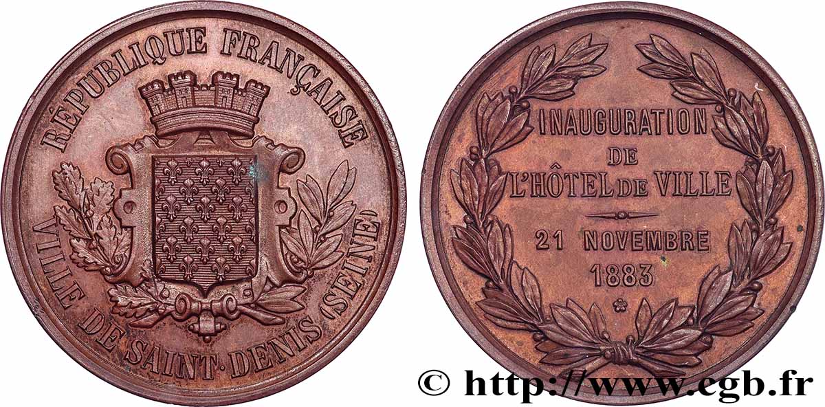 III REPUBLIC Médaille, Inauguration de l’hôtel de ville AU