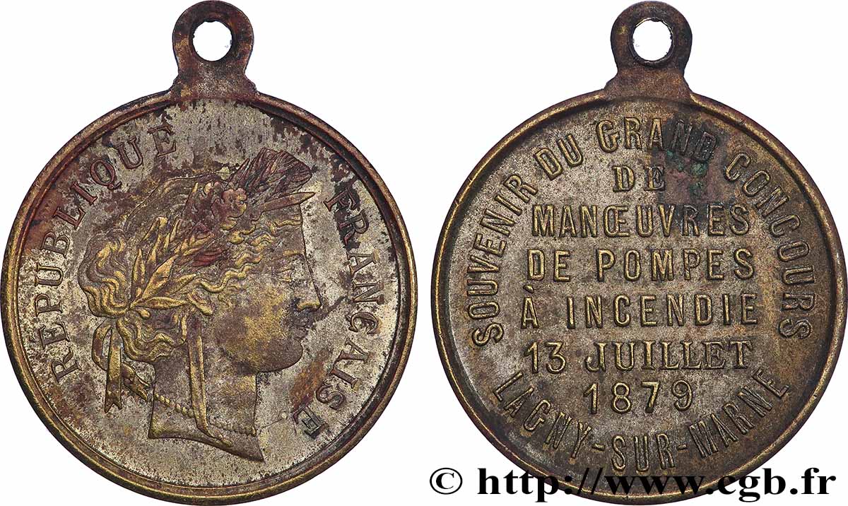 III REPUBLIC Médaille, Souvenir du grand concours de manoeuvres de pompes à incendie XF