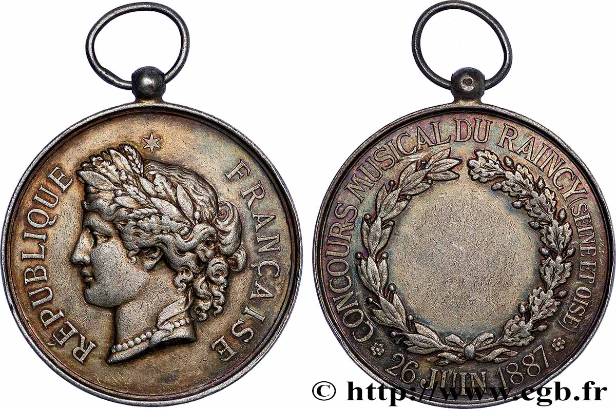 TROISIÈME RÉPUBLIQUE Médaille, Concours musical du Raincy TTB
