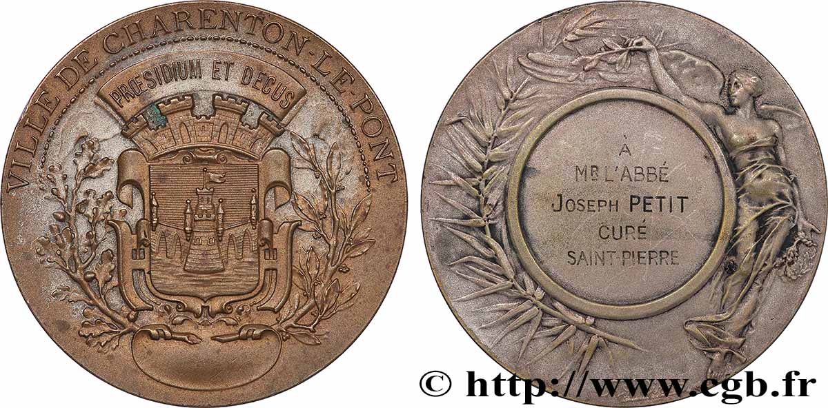 TROISIÈME RÉPUBLIQUE Médaille de récompense, A Monsieur L’abbé TTB