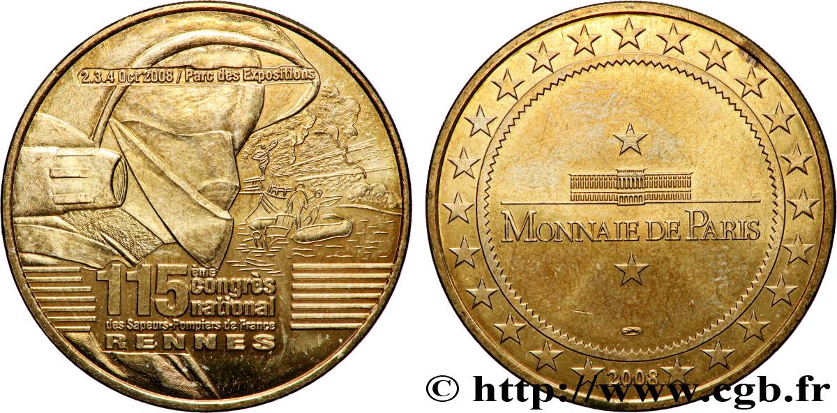 MÉDAILLES TOURISTIQUES Médaille touristique, 115e congrès national des Sapeurs-Pompiers de France, Rennes TTB+