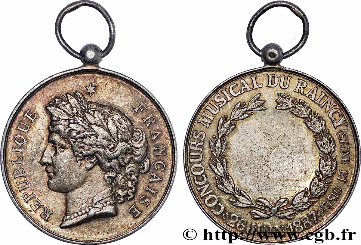 TROISIÈME RÉPUBLIQUE Médaille, Concours musical du Raincy TTB