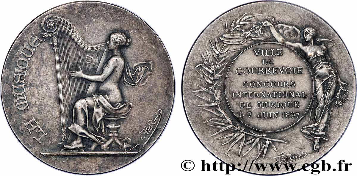 III REPUBLIC Médaille, La musique, Concours international de musique AU