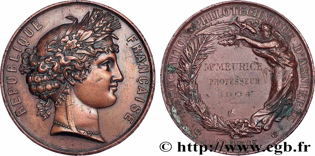 III REPUBLIC Médaille, Association philotechnique XF