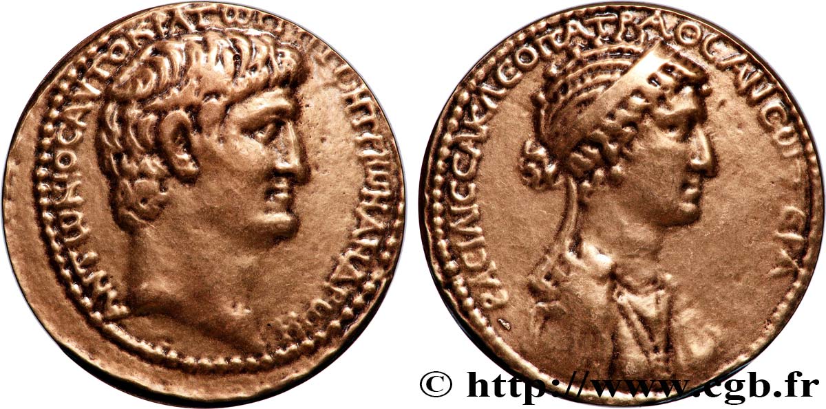 CLÉOPÂTRE VII et MARC ANTOINE Médaille, Reproduction d’un Tétradrachme syro-phénicien TTB+