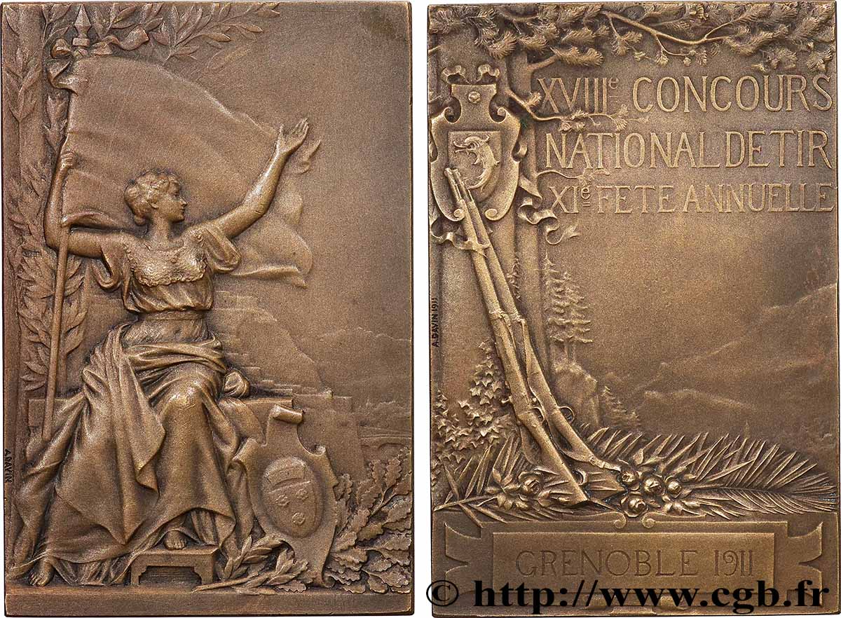 DRITTE FRANZOSISCHE REPUBLIK Plaquette, XVIIIe concours national de tir, 11e Fête annuelle fVZ/VZ
