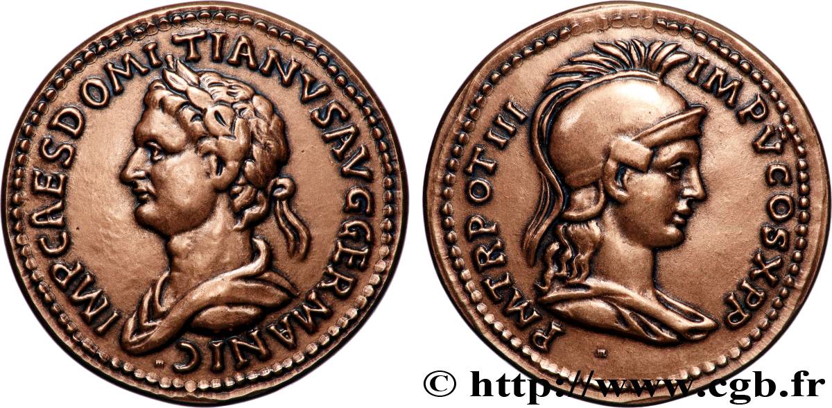 CINQUIÈME RÉPUBLIQUE Médaille, Reproduction de l’Aureus de Domitien TTB+