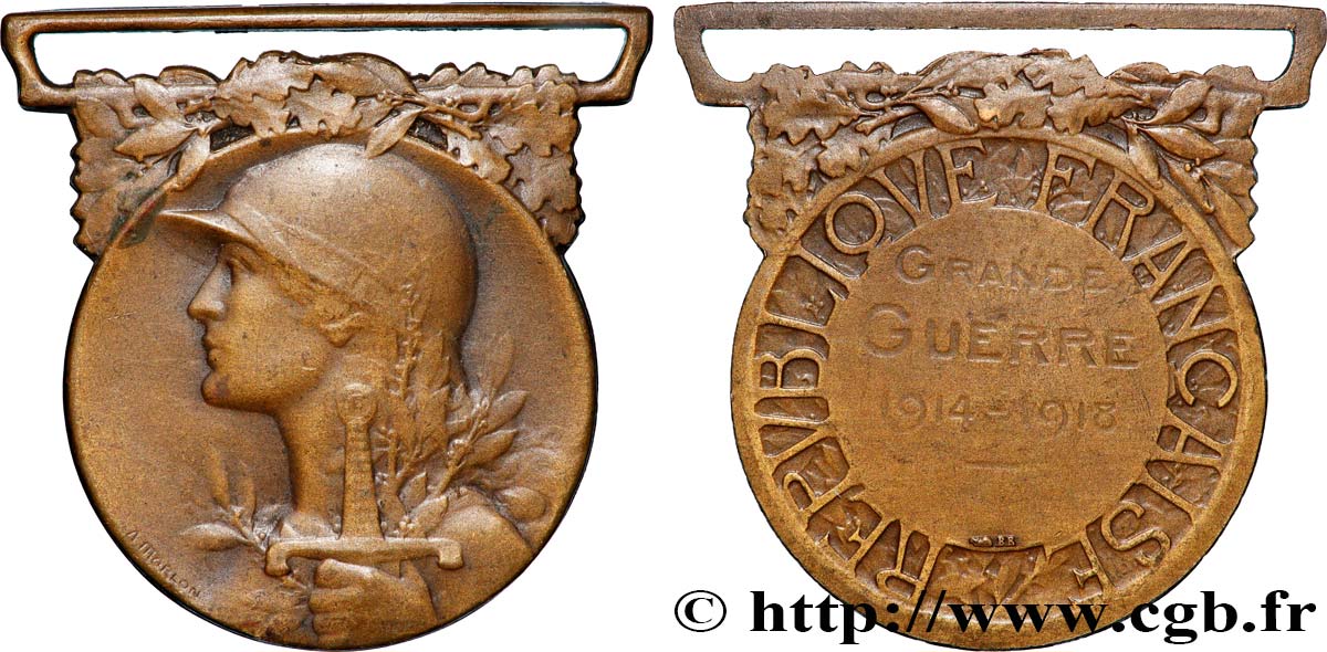 TROISIÈME RÉPUBLIQUE Médaille, Commémoration de la guerre 1914-1918 TTB+