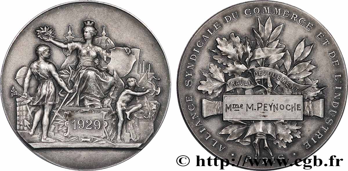 DRITTE FRANZOSISCHE REPUBLIK Médaille, Alliance syndicale du commerce et de l’industrie fVZ