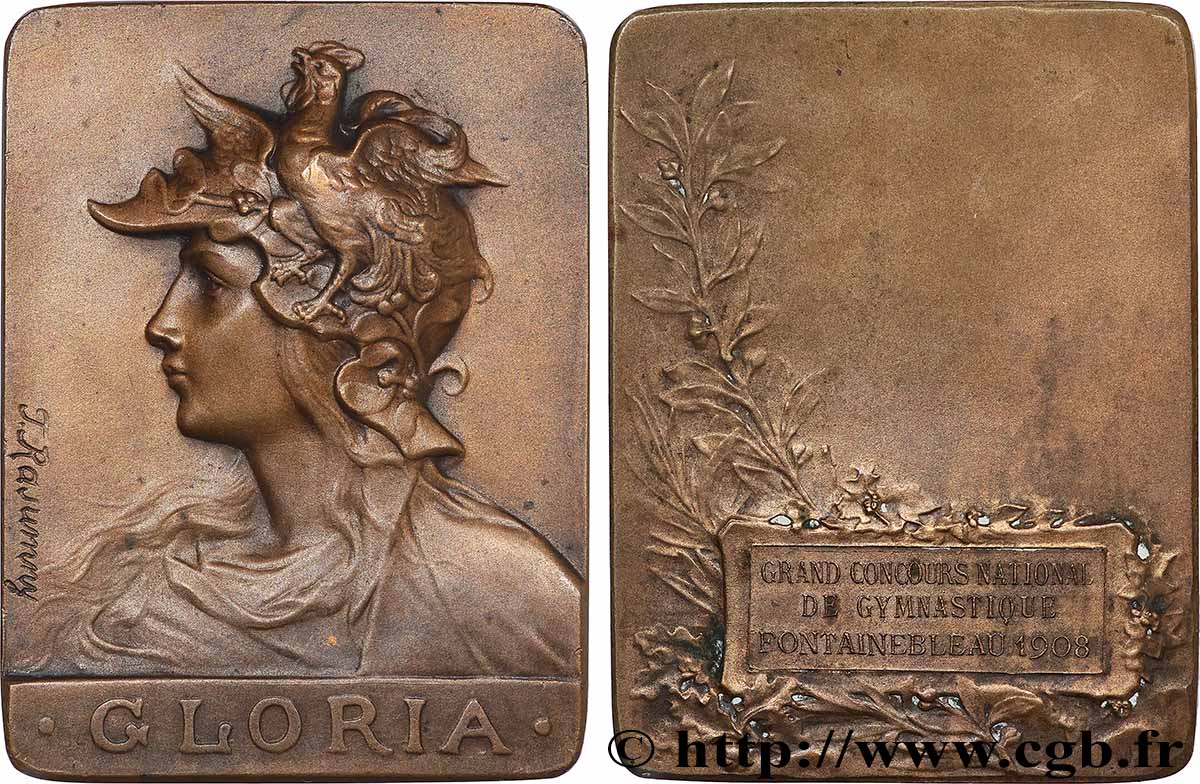 DRITTE FRANZOSISCHE REPUBLIK Plaquette, GLORIA, Grand concours national de gymnastique SS