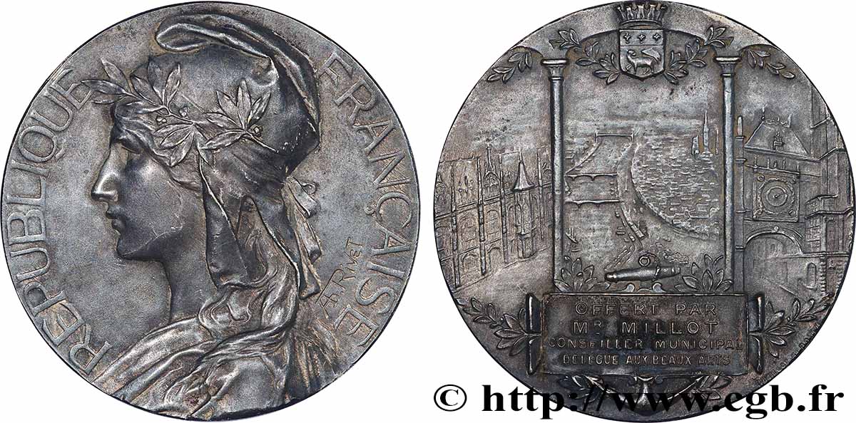 TROISIÈME RÉPUBLIQUE Médaille, offerte par le conseiller municipal délégué aux Beaux-Arts TTB+