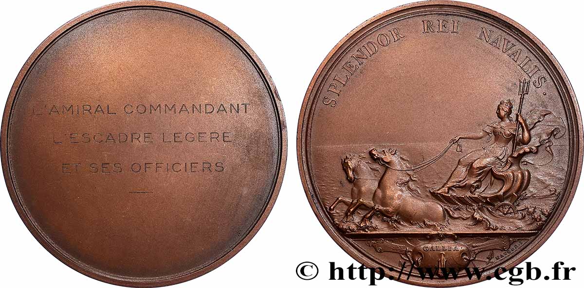 LOUIS XIV LE GRAND OU LE ROI SOLEIL Médaille, La marine florissante, Remise à l’amiral commandant, l’escadre Légère et ses officiers SUP