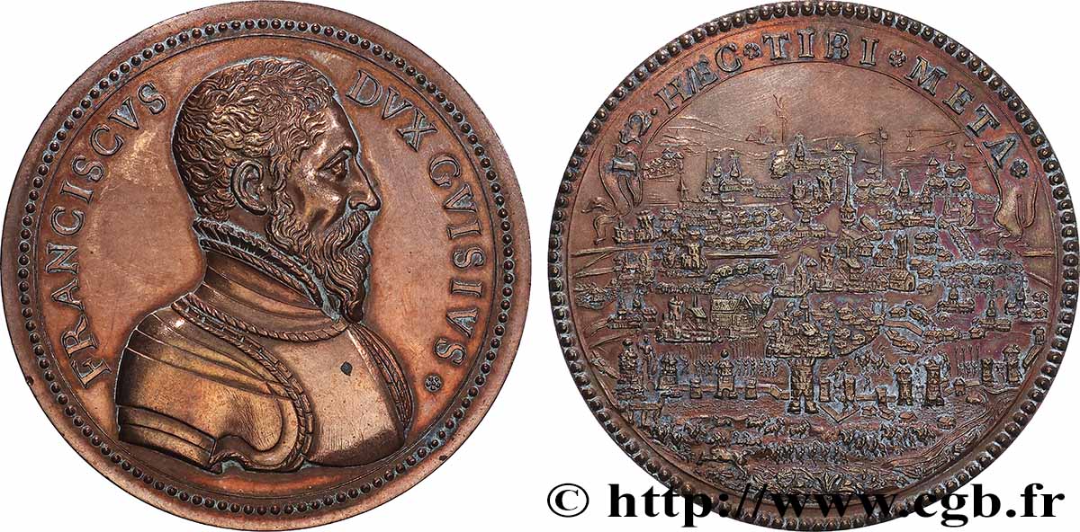 LORRAINE - CITY OF METZ Médaille, Les ducs de Guise, Siège de Metz, refrappe AU