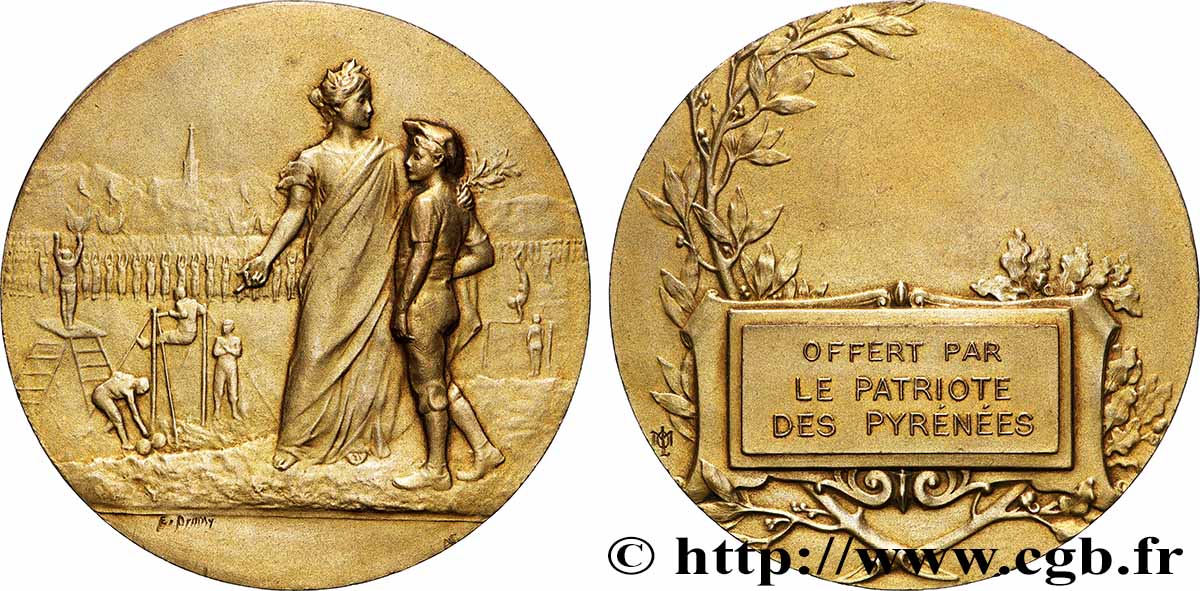 III REPUBLIC Médaille, Le Patriote des Pyrénées AU