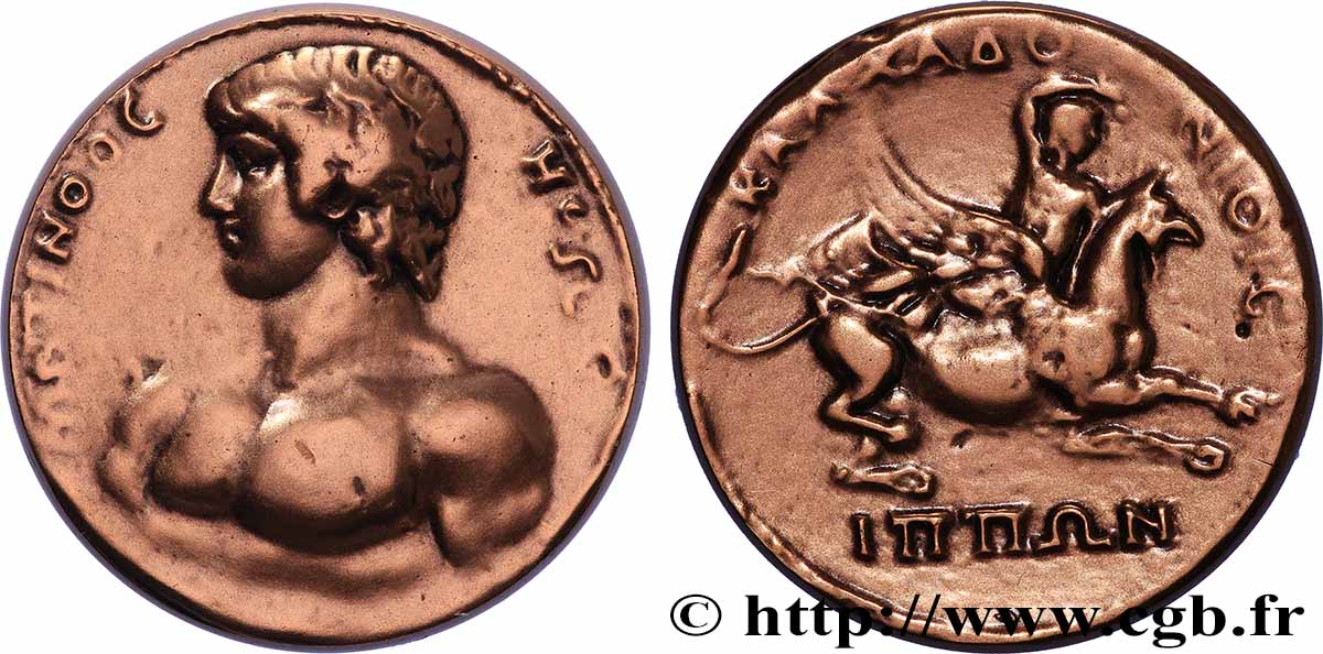 V REPUBLIC Médaille, Reproduction d’une monnaie de bronze frappée à Chalcédoine, Antinoüs XF