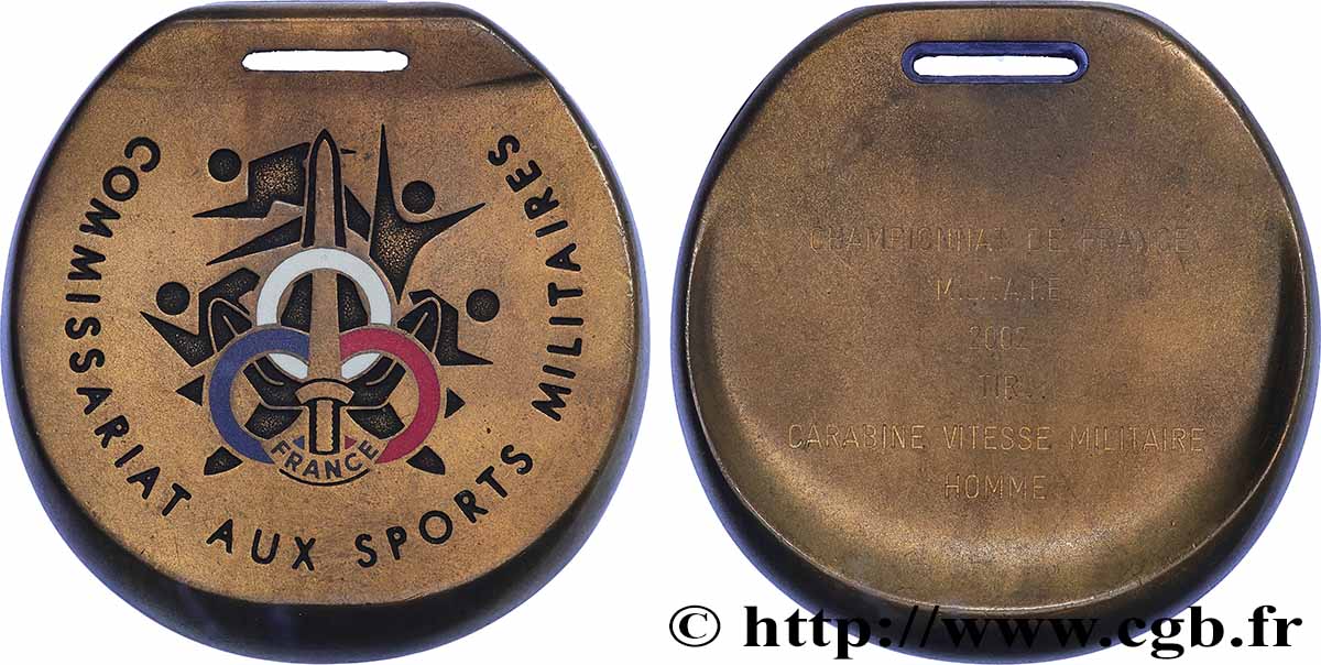 V REPUBLIC Médaille, Commissariat aux Sports Militaires, Tir carabine vitesse militaire, Homme AU