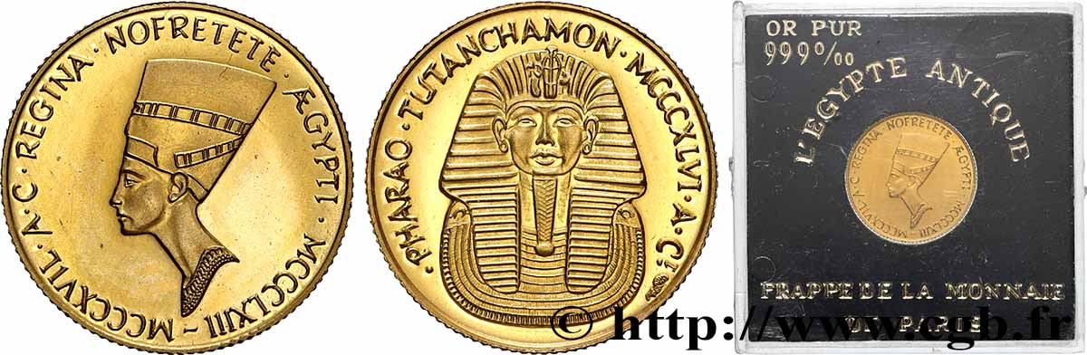 ÄGYPTEN Médaille, Reine Nefertiti et Toutânkhamon VZ