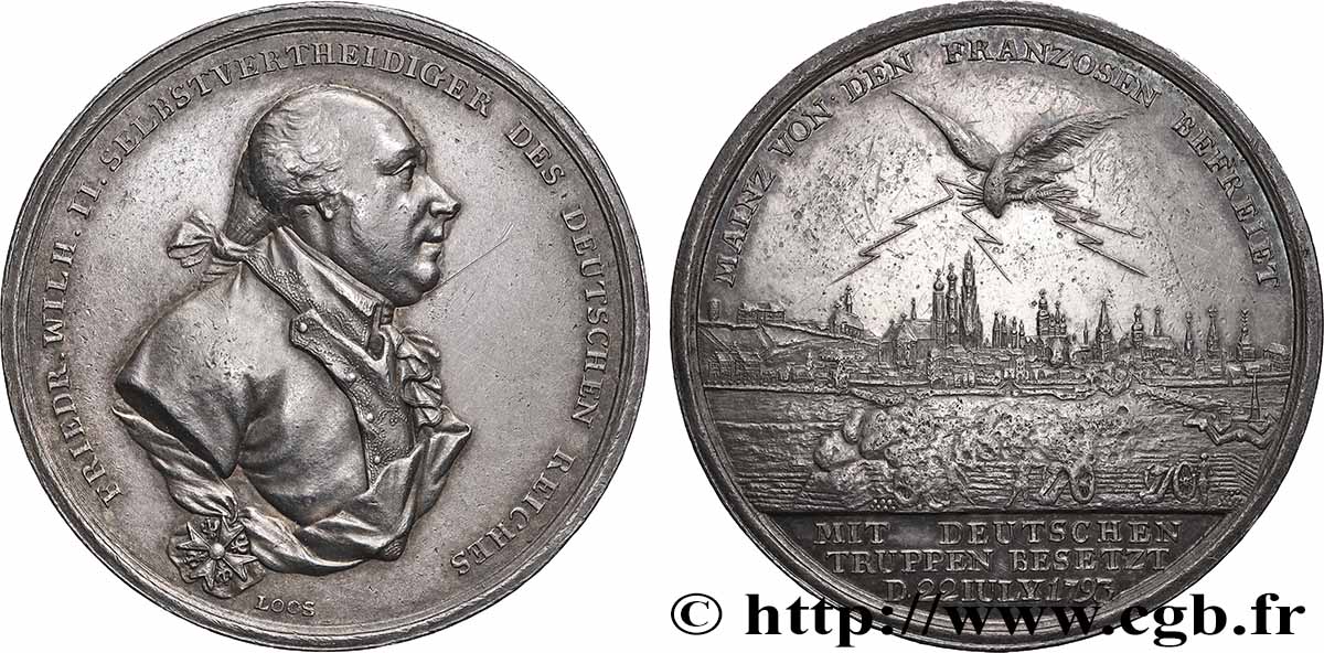 ALLEMAGNE - ROYAUME DE PRUSSE - FRÉDÉRIC-GUILLAUME II Médaille, Reprise par Mayence fVZ