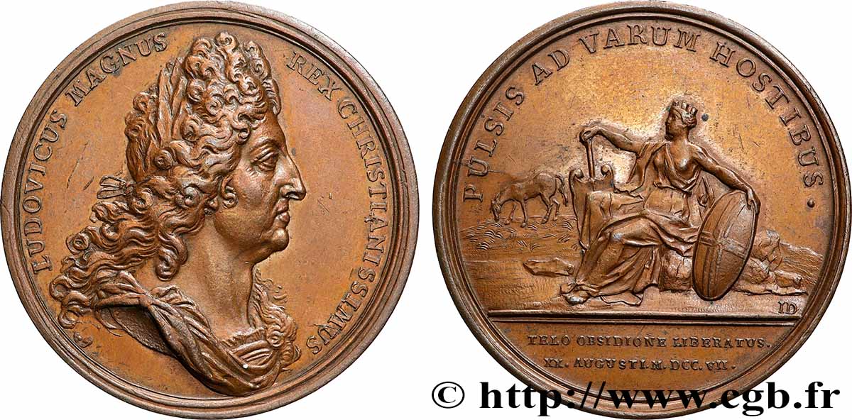 LOUIS XIV  THE SUN KING  Médaille, Levée du siège de Toulon, refrappe fVZ/VZ