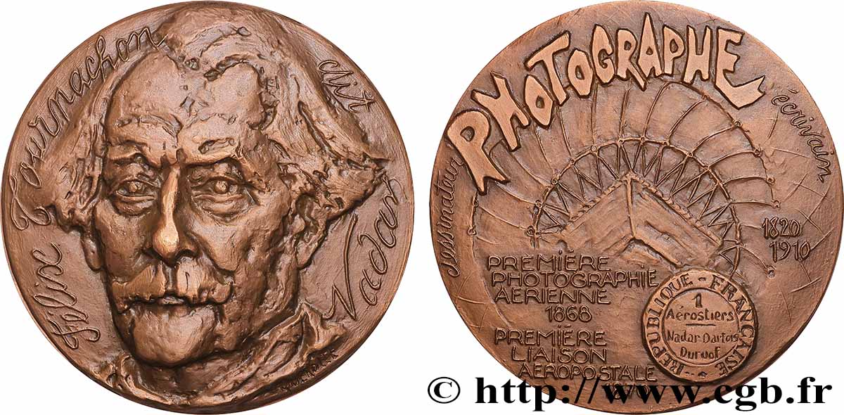 LITTÉRATURE : ÉCRIVAINS/ÉCRIVAINES - POÈTES Médaille, Félix Tournachon dit Nadar SUP+