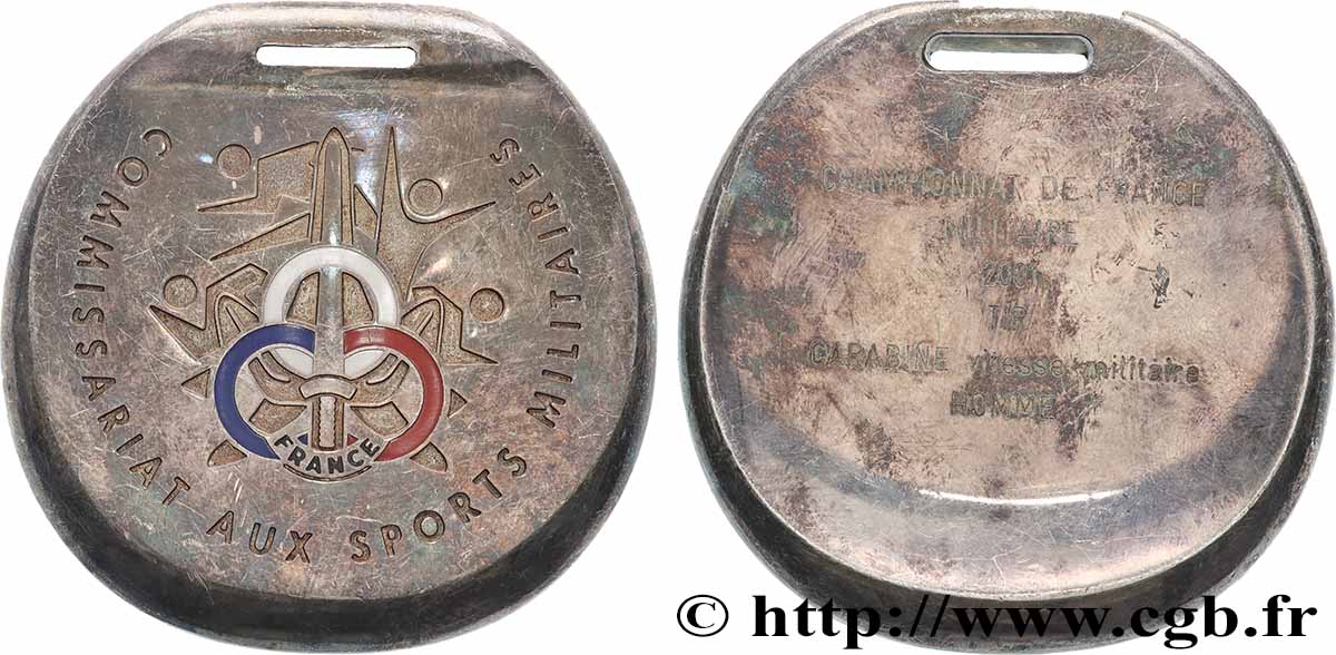 CINQUIÈME RÉPUBLIQUE Médaille, Commissariat aux Sports Militaires, Tir carabine vitesse militaire, Homme TTB+