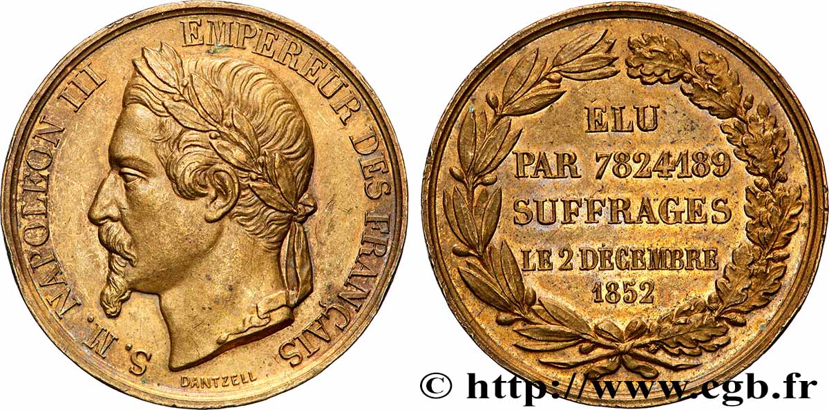 SECOND EMPIRE Médaille, Proclamation de l’empire TTB