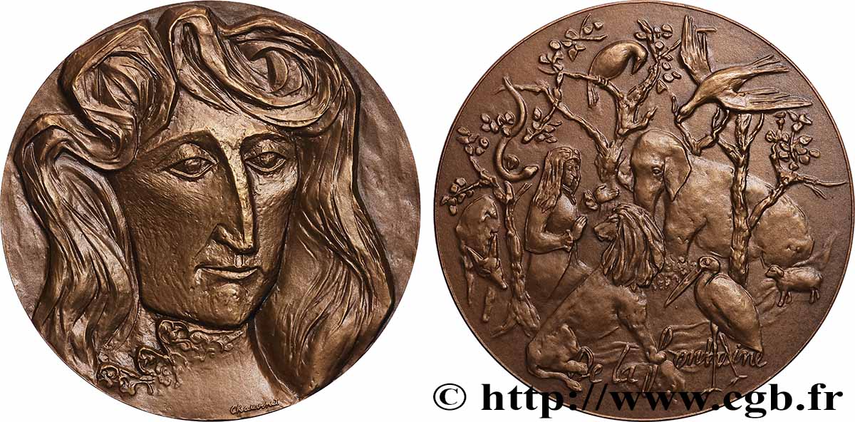 LITTÉRATURE : ÉCRIVAINS/ÉCRIVAINES - POÈTES Médaille, Jean de la Fontaine SUP+