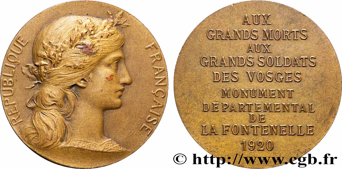 TROISIÈME RÉPUBLIQUE Médaille, Aux grands morts des Vosges TTB+