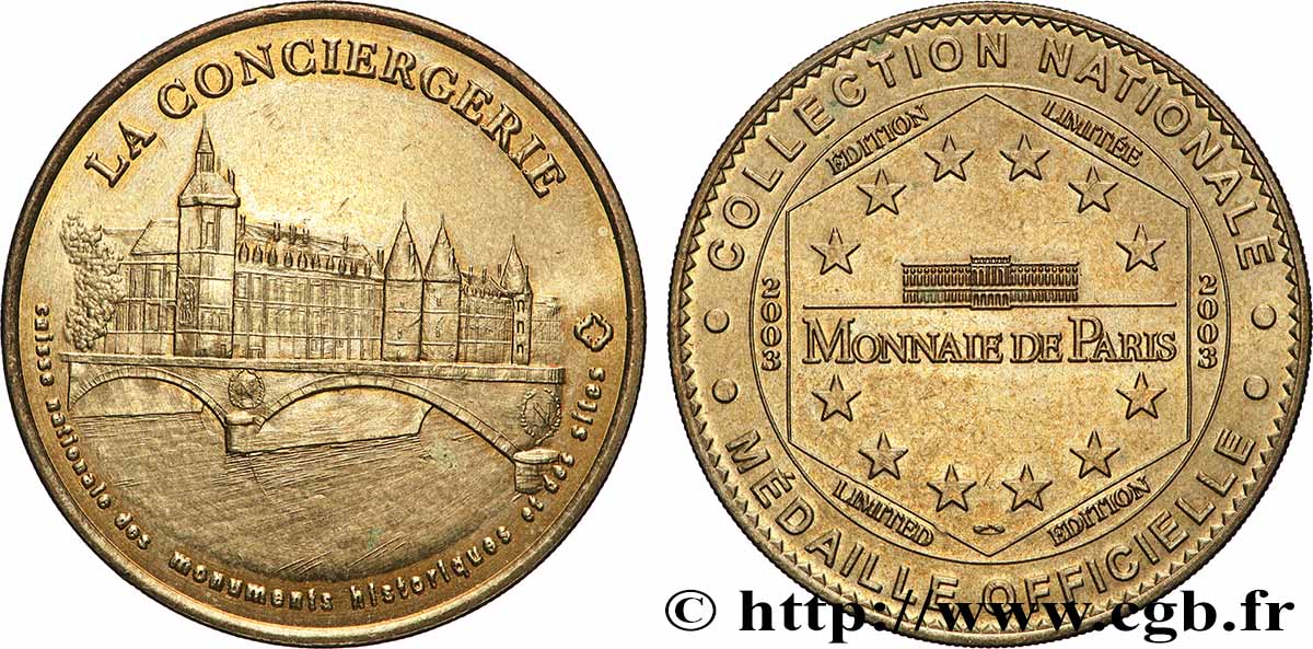 TOURISTIC MEDALS Médaille touristique, La Conciergerie, Paris AU