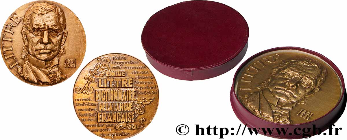 FUNFTE FRANZOSISCHE REPUBLIK Médaille, Emile Littre, Dictionnaire de la langue française VZ+