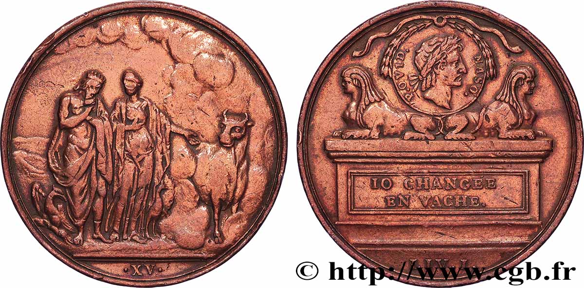 LITTÉRATURE : ÉCRIVAINS/ÉCRIVAINES - POÈTES Médaille, Io changée en vache, Livre I XV TTB