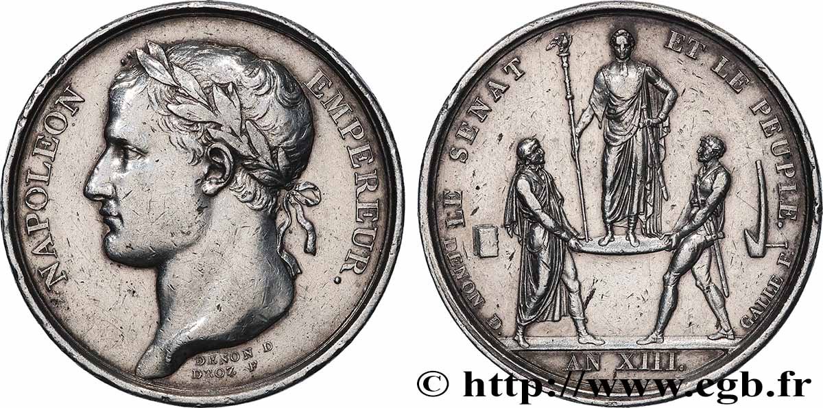 PREMIER EMPIRE / FIRST FRENCH EMPIRE Médaille, Sacre de l&nbsp;empereur, transformée en médaille de mariage XF