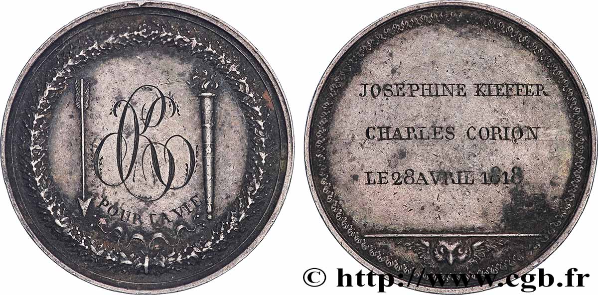 CHARLES X Médaille de mariage AU