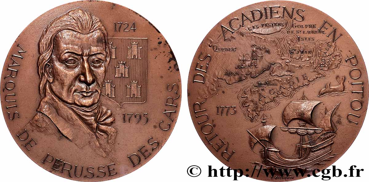 V REPUBLIC Médaille, Marquis Louis-Nicolas de Pérusse des Cars, Retour des acadiens AU