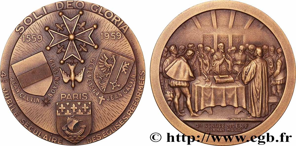 FUNFTE FRANZOSISCHE REPUBLIK Médaille, Quatrième jubilé séculaire de l’église réformée de France fVZ