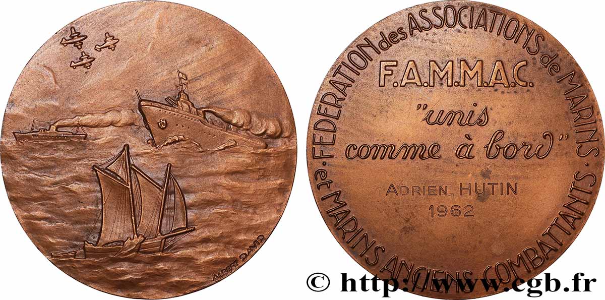 FUNFTE FRANZOSISCHE REPUBLIK Médaille, F.A.M.M.A.C., Unis comme à bord fVZ